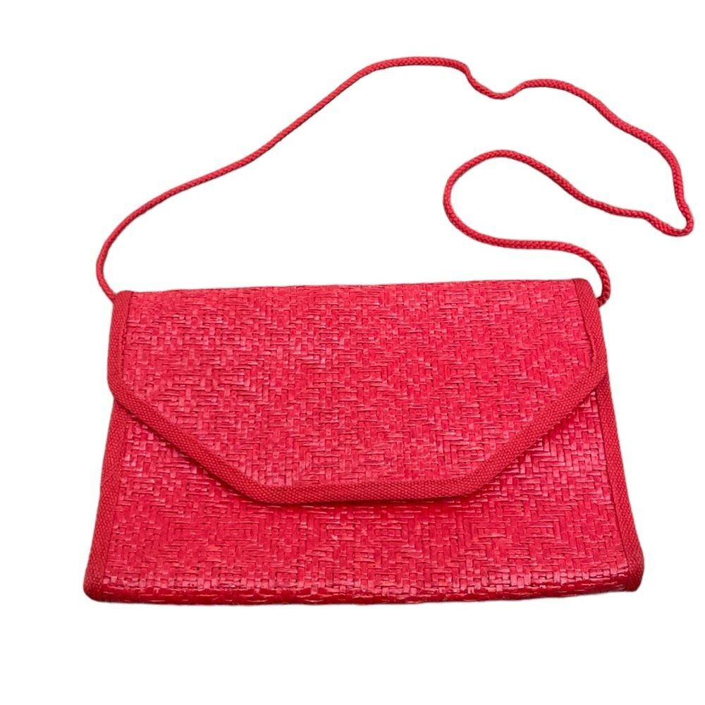 Novelli of Florence Ennelinea Vintage Red Straw Shoulder Crossbody Handbag